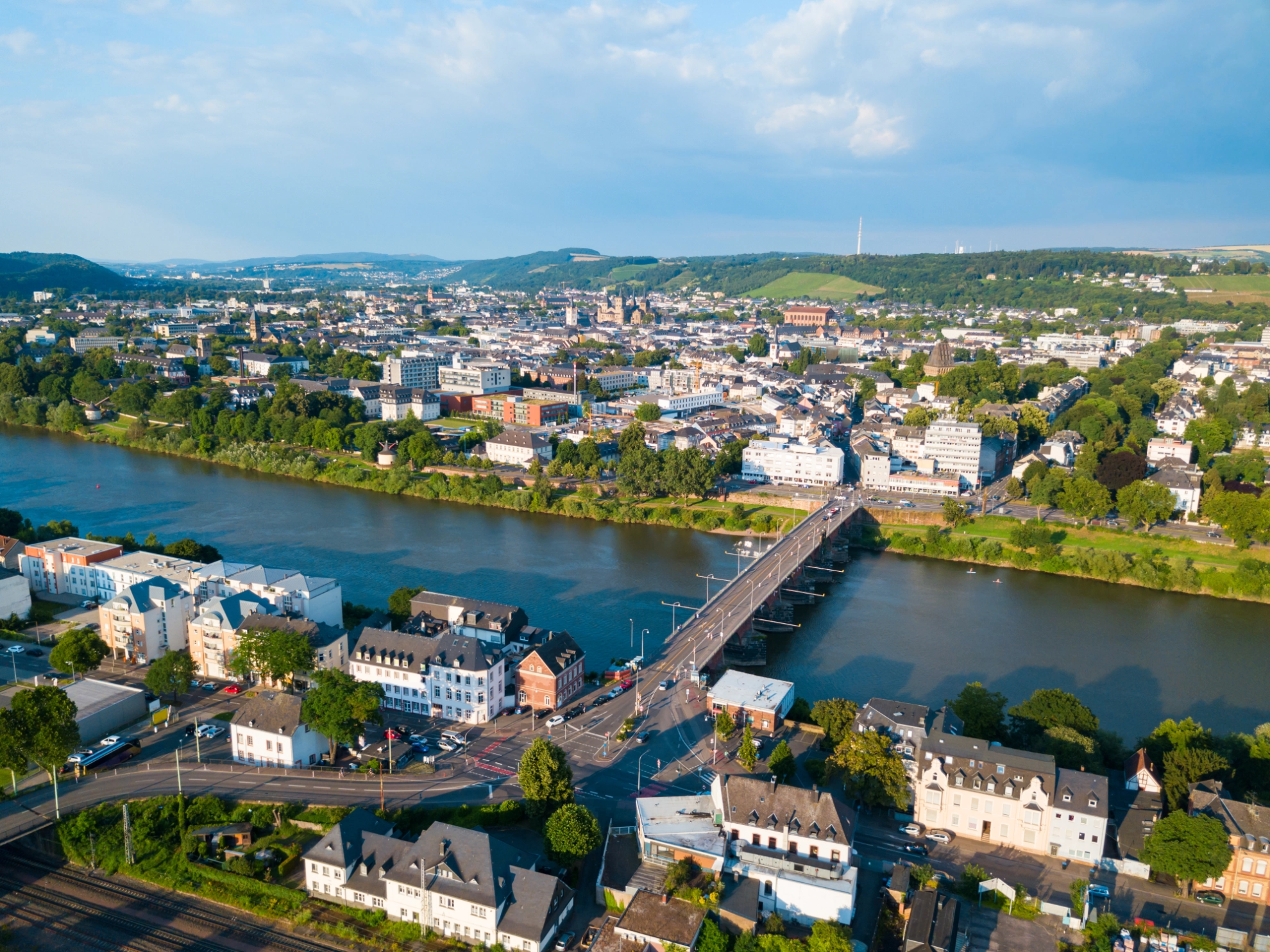 Trier aerial panoramic view. Trier is a city on the banks of the Moselle river in Germany